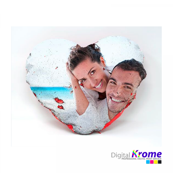 Cuscino con paillettes a cuore personalizzato Digital Krome