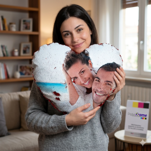 Cuscino con paillettes a cuore personalizzato Digital Krome