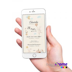 Invito Battesimo Digitale | Modello Coniglietto