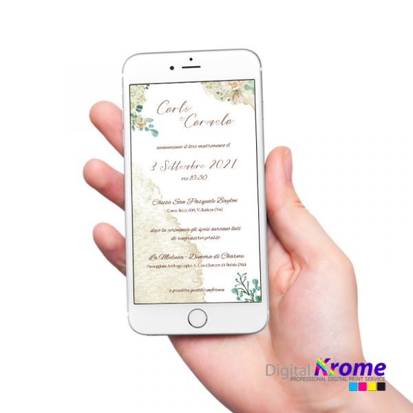 Invito Digitale Fiori | Modello Rose Panna Digital Krome