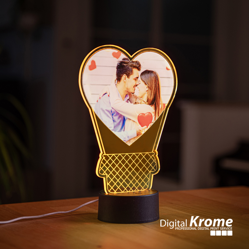 Lampada personalizzata con foto 3D a forma di cuore