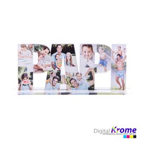 Scritta in Plexiglass “Papi” Personalizzato con Foto Digital Krome