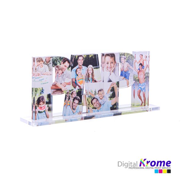 Scritta in Plexiglass “Papi” Personalizzato con Foto Digital Krome