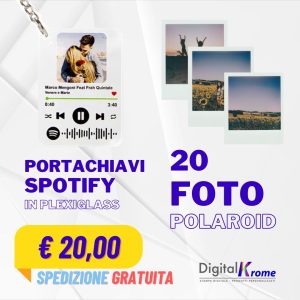Super Pack | Stampa 20 Foto Polaroid + Portachiavi Spotify – Spedizione Gratis Digital Krome