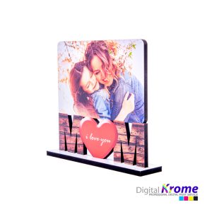 Quadretto in legno con foto personalizzata "I Love You Mom" - Regalo Festa della Mamma