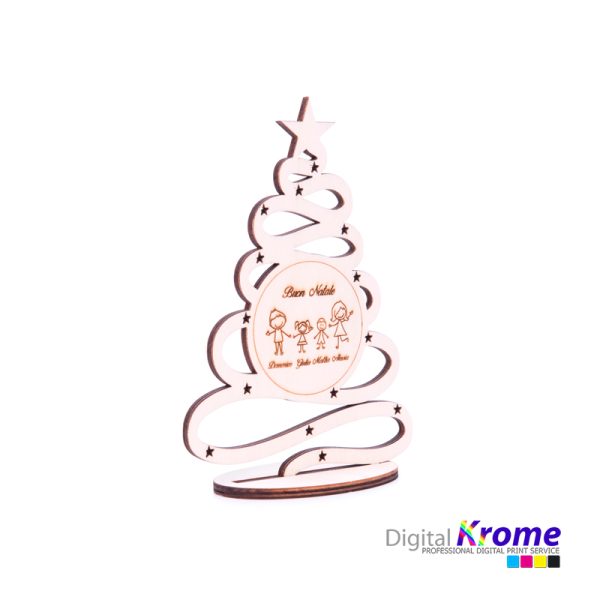 Alberello “Buon Natale” in legno con Incisione Personalizzata | Regalo per la Famiglia Digital Krome