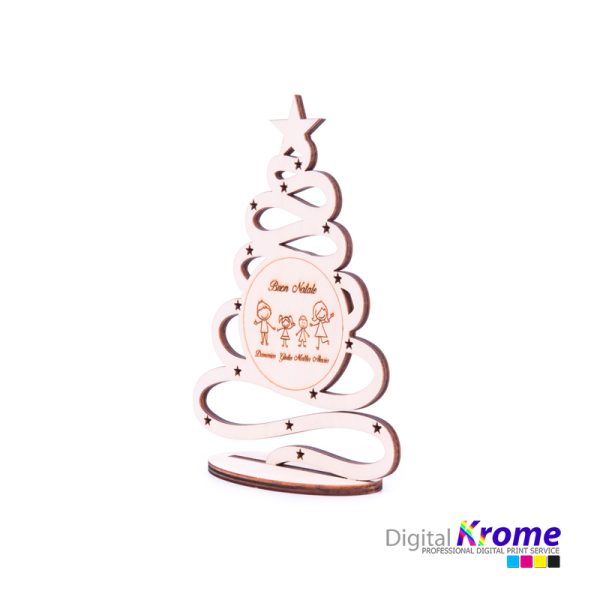 Alberello “Buon Natale” in legno con Incisione Personalizzata | Regalo per la Famiglia Digital Krome