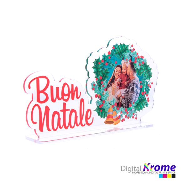 Stand “Buon Natale” con Foto Personalizzata in Plexiglass | 17×30 cm Digital Krome