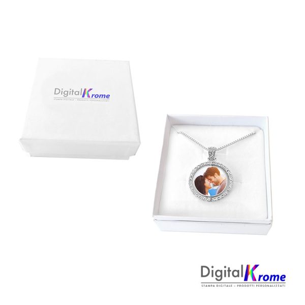 Collana con Ciondolo Girevole Swarovski con foto personalizzata fronte / retro | Ciondolo Spinner Digital Krome