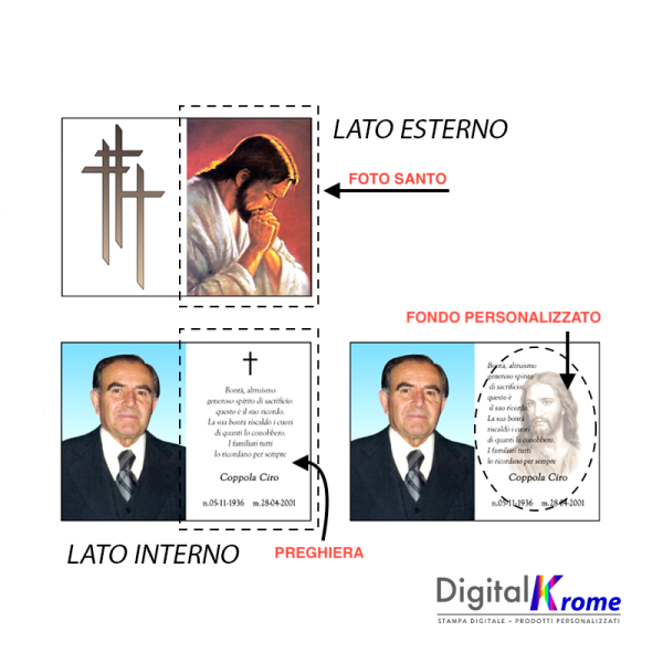 Pagellina plastificata per defunti e ricordini per lutto – Pieghevole Digital Krome