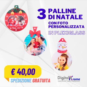 Super Pack Natale | 3 Palline di Natale con Foto Personalizzata in Plexiglass - Spedizione Gratuita