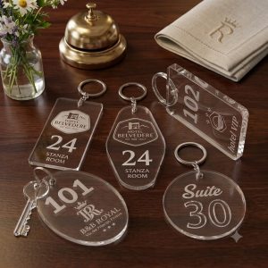 Portachiavi Trasparenti in Plexiglass Personalizzati | Albergo, Hotel, B&B | Varie Dimensioni