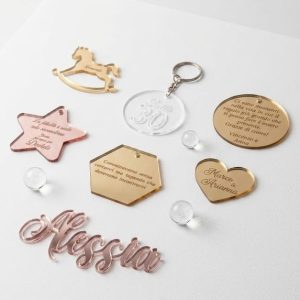 Segnaposto in Plexiglass Personalizzati da 6 cm | Oro, Argento, Rosa, Trasparente | Battesimo, Matrimonio, Comunione, Compleanno Digital Krome